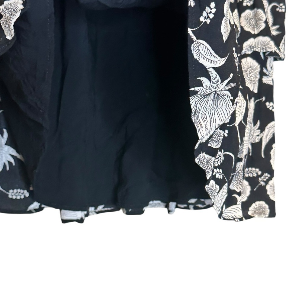Anthropologie Black Tiered Floral Lined Mini Skirt Women’s Size XSP - Picture 3 of 8